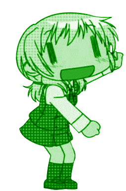gif of miyako dancing, tinted green to match the rest of the website.
