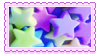 green and purple plastic stars stamp