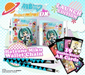 project mirai deluxe launch edition set, which includes the game, AR cards and a miku wallet chain