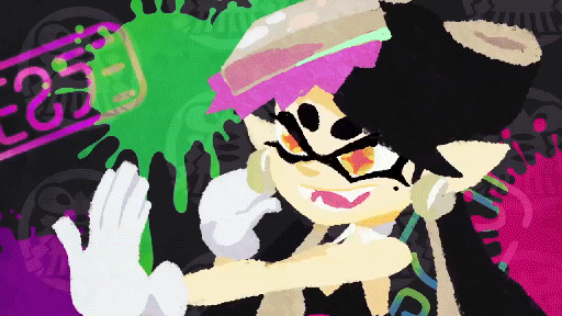 a 2d-animated gif of callie dancing, from a video promoting splatfest