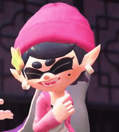 a gif of in-game footage, with callie laughing while at tentakeel outpost