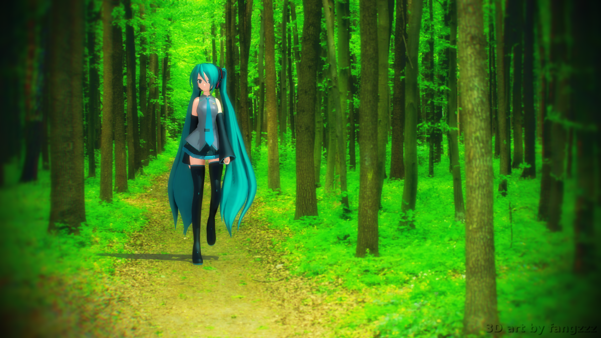 Miku in a forest